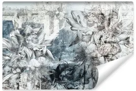 fototapeta-do-salonu-kwiaty-abstrakcja-imitacja-beton-450x300