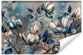 fototapeta-do-sypialni-salonu-niebieskie-magnolie-kwiaty-abstrakcja-450x300