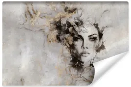 fototapeta-do-sypialni-abstrakcja-kobiecy-portret-beton-kwiaty-450x300