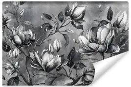 fototapeta-do-salonu-kwiaty-magnolie-abstrakcja-rosliny-beton-450x300