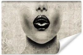 fototapeta-beton-abstrakcja-kobieta-portret-usta-ornamenty-450x300