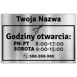 tabliczka-informacyjna-dla-zakladu-fryzjerskiego-srebrny-godziny-otwarcia