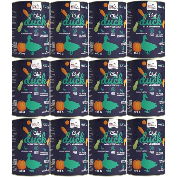 SYTA MICHA kaczka z warzywami Mokra karma dla psa puszka 12x400g