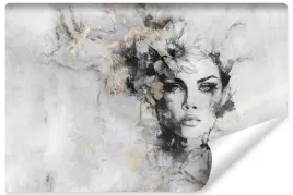fototapeta-do-sypialni-kobieta-portret-kwiaty-beton-abstrakcja-450x300