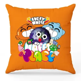 poduszka-gumball-happy-place-pomaranczowa-dla-fana-na-prezent-wzory