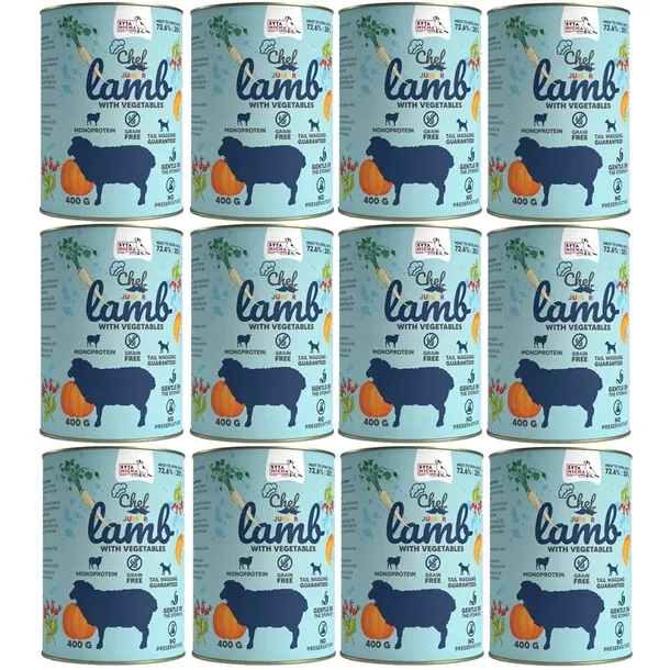 SYTA MICHA jagnięcina z warzywami Mokra karma dla psa puszka 12x400g