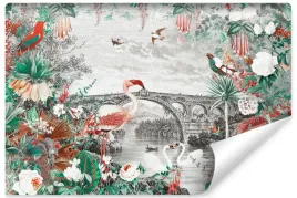 fototapeta-scienna-abstrakcja-flaming-most-kwiaty-styl-vintage-450x300