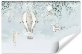 fototapeta-dziecieca-zwierzeta-balon-liscie-chmury-styl-boho-450x300
