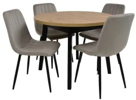 stol-okragly-100x100-130cm-4x-krzeslo-tapicerowane-welur-bezowy