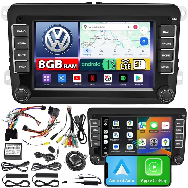RADIO SAMOCHODOWE NCS ZV7 VW MULTIVAN T6 2015 - 2019 ANDROID BT 8GB 2DIN