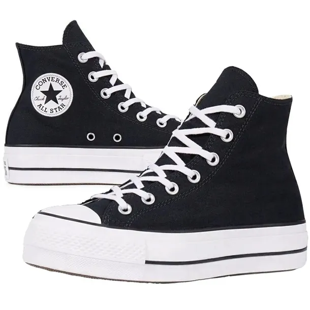 Converse buty trampki damskie wysokie czarne platforma 560845C 38