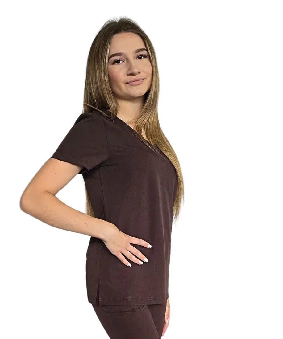 bluza-medyczna-czekoladowa-basic-premium-roz-xs