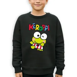 bluza-czarna-dresowa-dziecieca-dla-fana-keroppi-zabki-sanrio-wzory-140