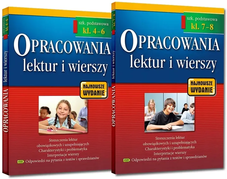 Opracowania lektur i wierszy - szkoła podstawowa - klasy 4-6, 7-8 GREG 2026