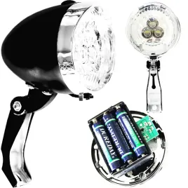 lampka-rowerowa-retro-czarna-chrom-przod-led-baterie-w-zestawie