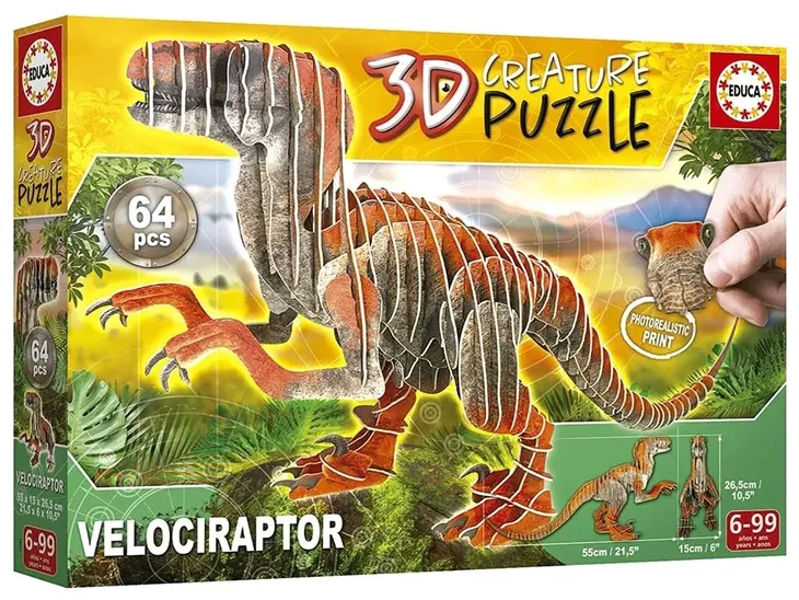 puzzle-3d-dinozaury-welociraptor-64-el-educa-plec-chlopcy-dziewczynki