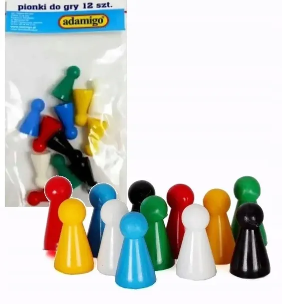 PIONKI DO GRY - Komplet 12 sztuk, ADAMIGO