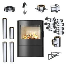 piec-kominek-wolnostojacy-kratki-koza-rollo-2-10kw-zestaw-komin-zewnetrzny