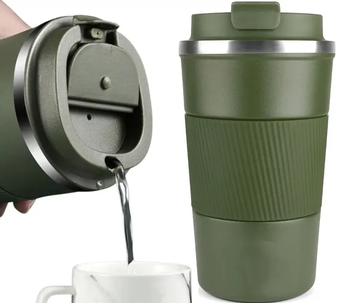 POJEMNY KUBEK TERMICZNY TERMOS NA KAWA HERBATA ANTYPOŚLIZGOWY 500 ml