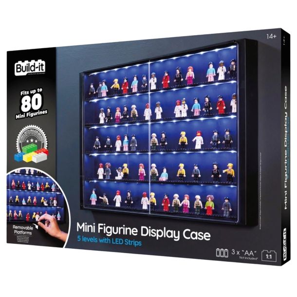 DUŻA GABLOTA POJEMNIK WITRYNA NA 50+ FIGUREK MINIFIGURKI FIGURKI ŚWIECI LED