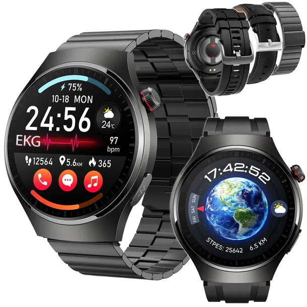 SMARTWATCH MĘSKI ZEGAREK KARDIOWATCH AMOLED ROZMOWY SMS EKG CIŚNIENIE SPORT
