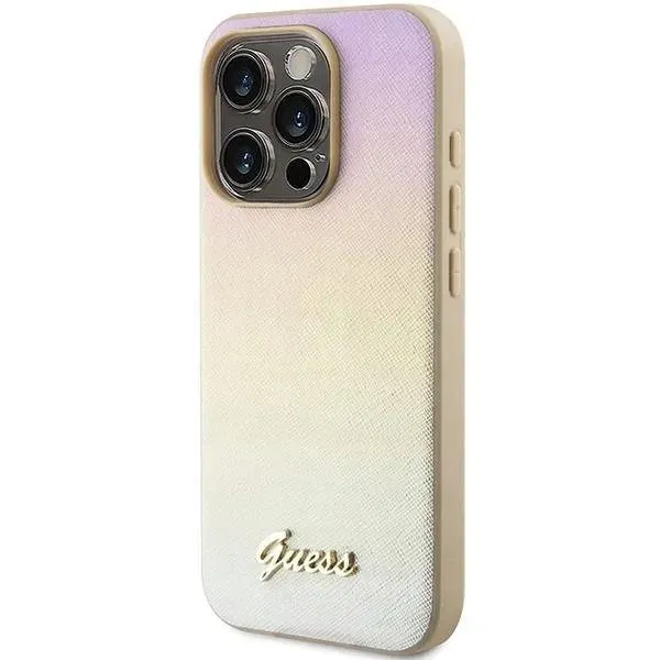 etui-guess-saffiano-iridescent-script-na-iphone-15-pro-zlote-stan-nowy