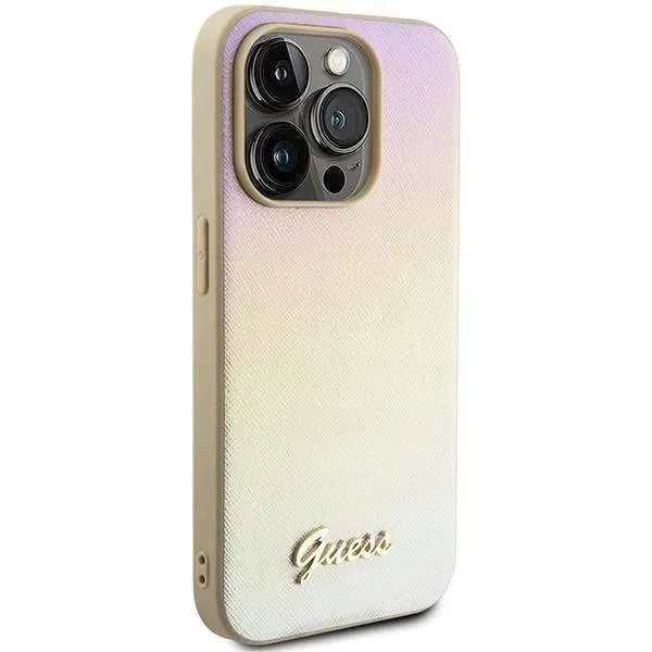 etui-guess-saffiano-iridescent-script-na-iphone-15-pro-zlote-stan-nowy