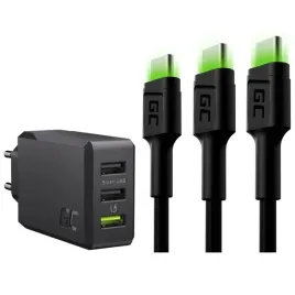 ladowarka-sieciowa-green-cell-3x-usb-a-30w-3x-kabel-led-usb-usb-c-2m