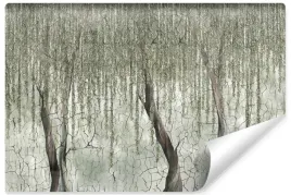fototapeta-do-salonu-drzewo-wierzba-beton-liscie-abstrakcja-450x300