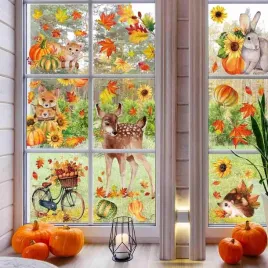 naklejki-okienne-zestaw-9szt-jesiennych-samoprzylepnych-ozdoby-domowe