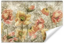 fototapeta-scienna-kwiaty-maki-natura-beton-ornamenty-abstrakcja-450x300