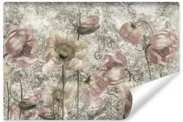 fototapeta-do-jadalni-maki-polne-kwiaty-beton-abstrakcja-450x300