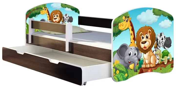 Łóżko dziecięce 140x70 szuflada materac WENGE ACMA