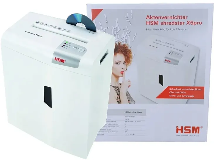 HSM Shredstar X6 PRO mikro-ścinki P5 6 kartek + CD