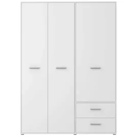 Zdjęcie produktu Szafa biała 150 z szufladami i półkami 140x200 145 cm szerokości pojemna
