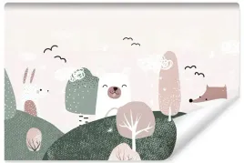 fototapeta-dla-dzieci-lesne-zwierzeta-styl-skandynawski-natura-450x300