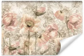 fototapeta-do-jadalni-maki-kwiaty-polne-beton-abstrakcja-450x300