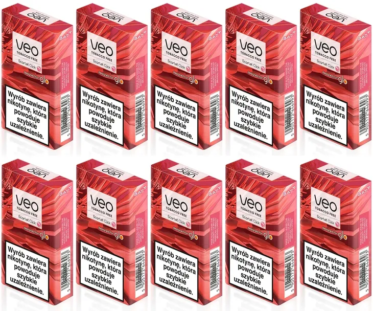 10x Wkłady BezTytoniowe VEO Scarlet Click do Podgrzewaczy GLO