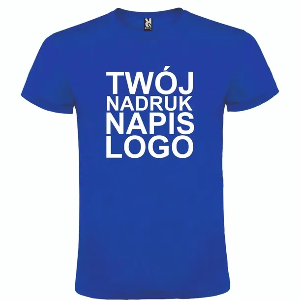 Męska koszulka T-shirt z twoim napisem nadrukiem logo chabrowa roz. XXL