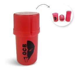 mlynek-grinder-z-pojemnikiem-do-tytoniu-ziola-ocb-premium-2in1-czerwony