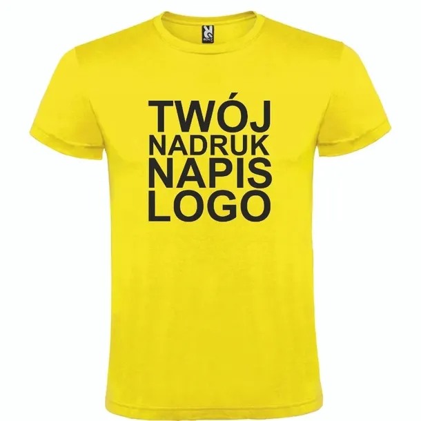 Męska koszulka T-shirt z twoim napisem nadrukiem logo żółta roz. XL