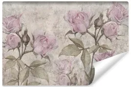 fototapeta-do-jadalni-roze-kwiaty-rosliny-beton-abstrakcja-450x300