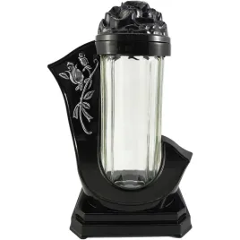 znicz-kapliczka-szklana-tuba-na-wklady-czarny-lampion-na-grob-roza