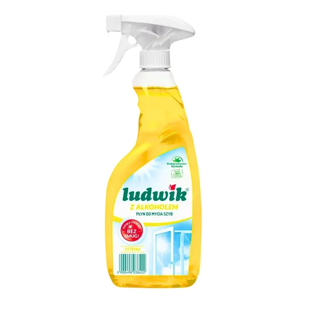 LUDWIK PŁYN DO MYCIA SZYB OKIEN GLAZURY CYTRYNA BEZ SMUG Z ALKOHOLEM 600ML