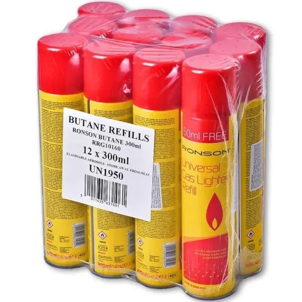 12x Gaz RONSON 300ml do Napełniania Zapalniczek Zapalarki Palnika