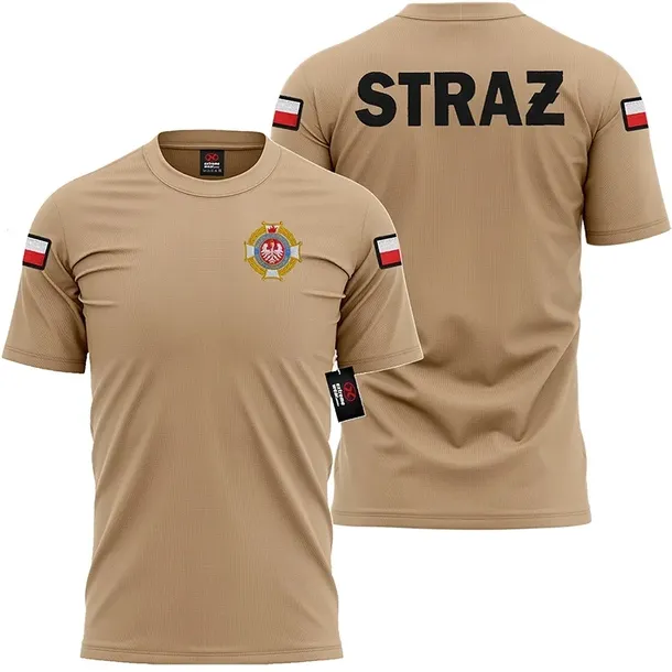 Koszulka ZOSP STRAŻ POŻARNA STRAŻACKA piaskowa haftowana roz. L