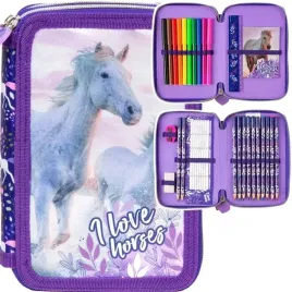 dwukomorowy-piornik-szkolny-wyposazeniem-love-horses-konie-kon-dziewczynki