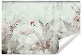 fototapeta-scienna-do-salonu-beton-abstrakcja-flamingi-ptaki-mural-450x300