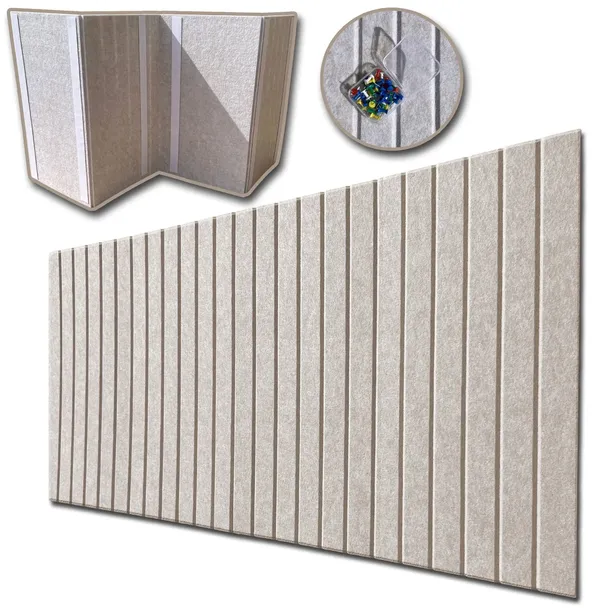 TABLICA FILCOWA LAMELE na plan lekcji 60x120cm filc Jasny BEŻ 03 + PINEZKI