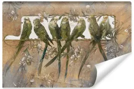 fototapeta-do-salonu-abstrakcja-ptaki-papugi-kwiaty-vintage-450x300